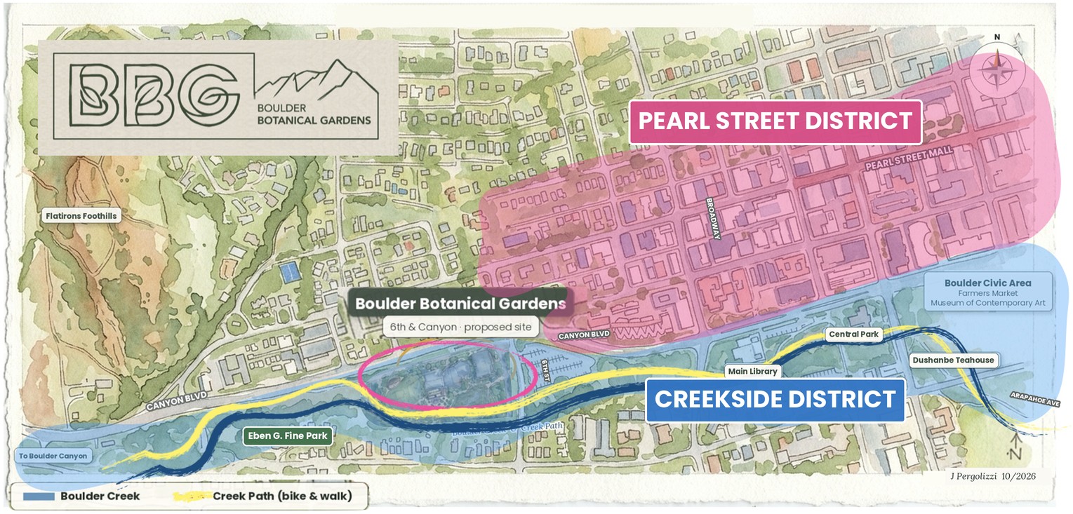 Map of the Pearl Street District and the Creekside District